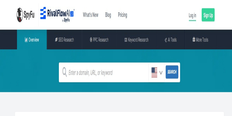 SpyFus dashboard showing SEO and PPC overview, keyword rankings, and competitor analysis tools in 2025