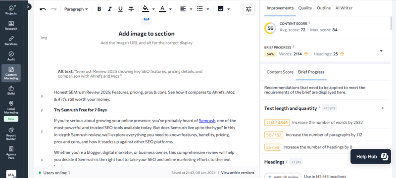 SE Ranking Content Editor