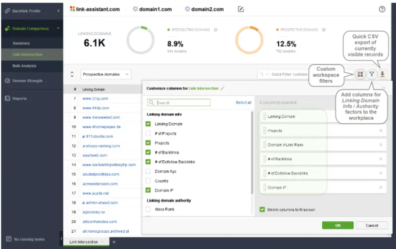 Link Intersection feature in SEO PowerSuite