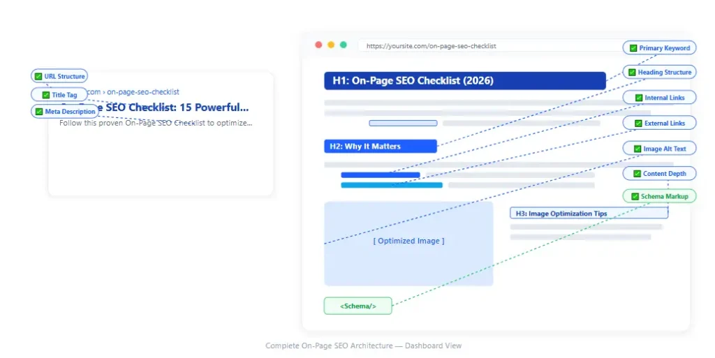 On-Page SEO Checklist showing all optimization elements on a webpage