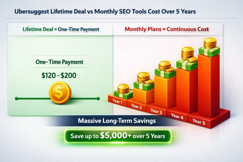 Ubersuggest Lifetime Pricing Table Chart