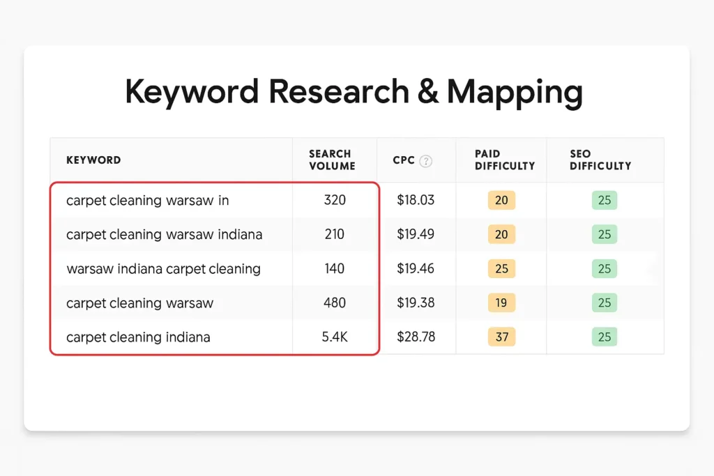 Ubersuggest keyword research results for local cleaning service keywords in Warsaw