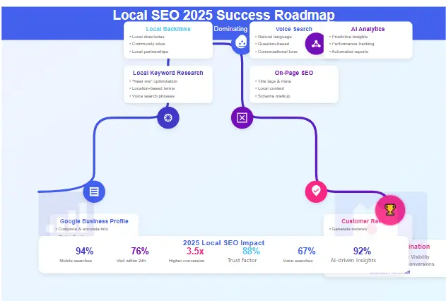 Local SEO 2025 success roadmap showing key strategies
