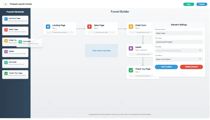 Systeme.io Funnel Builder - This Systeme.io Review showcases the drag-and-drop interface