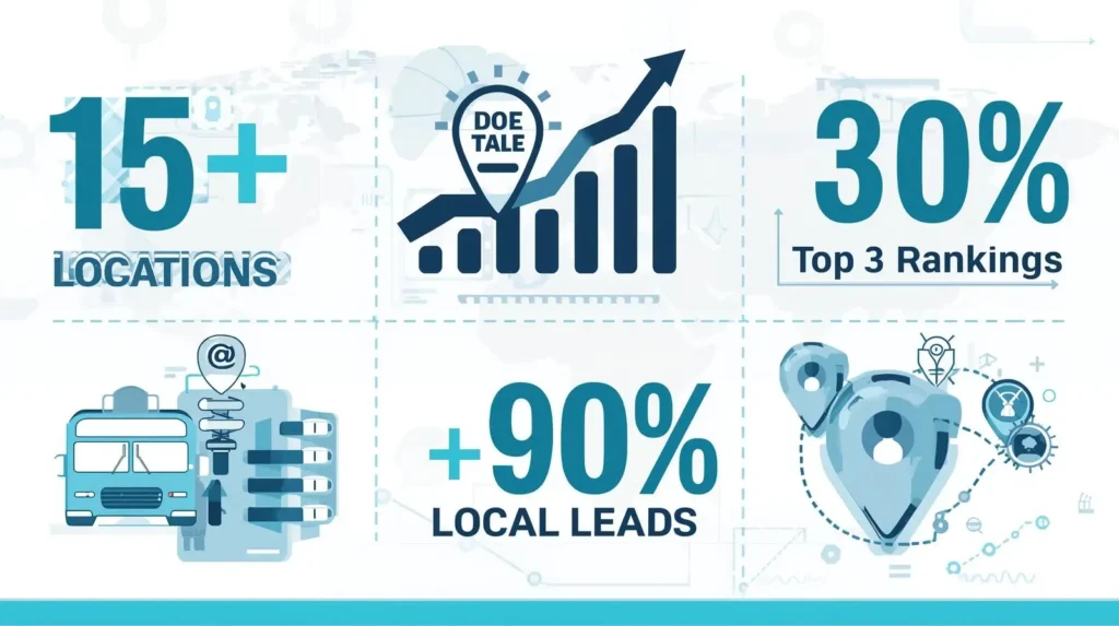 Local business SEO results showing improved local search rankings