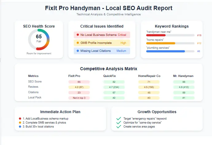 Handyman service local SEO audit with competitive analysis