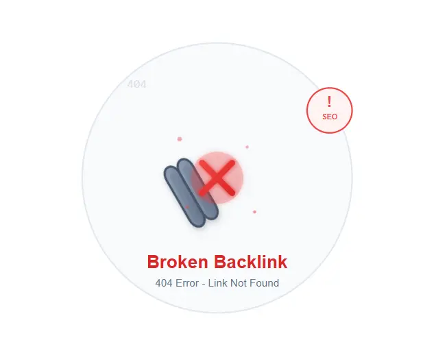 Icon of a broken chain link, symbolizing a broken backlink found during an SEO link building plan.