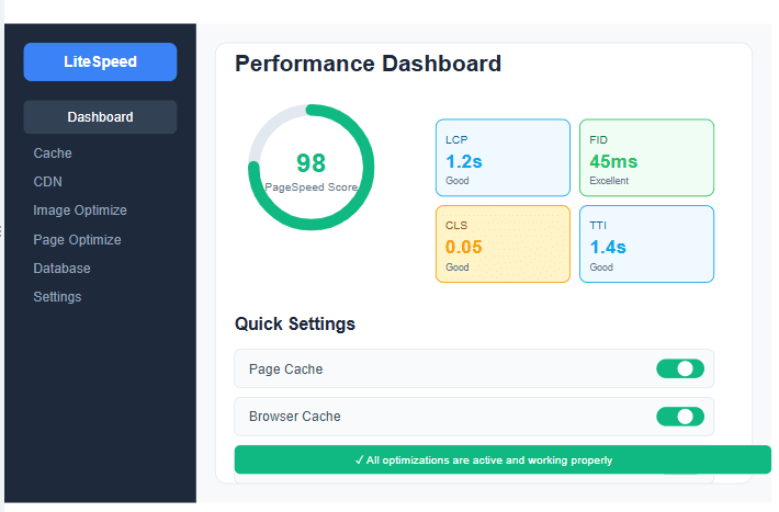 LiteSpeed Cache Dashboard - Best Website Speed Optimization Plugin