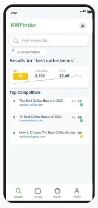 KWFinder Mobile Interface