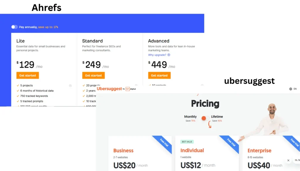 Pricing comparison chart highlighting monthly costs versus lifetime deal savings