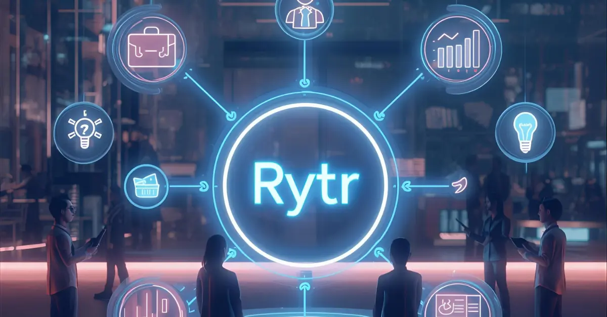 Diverse group of professionals benefiting from Rytr AI writer