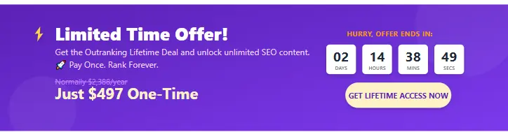 Limited Time Offer Banner for Outranking Lifetime Deal