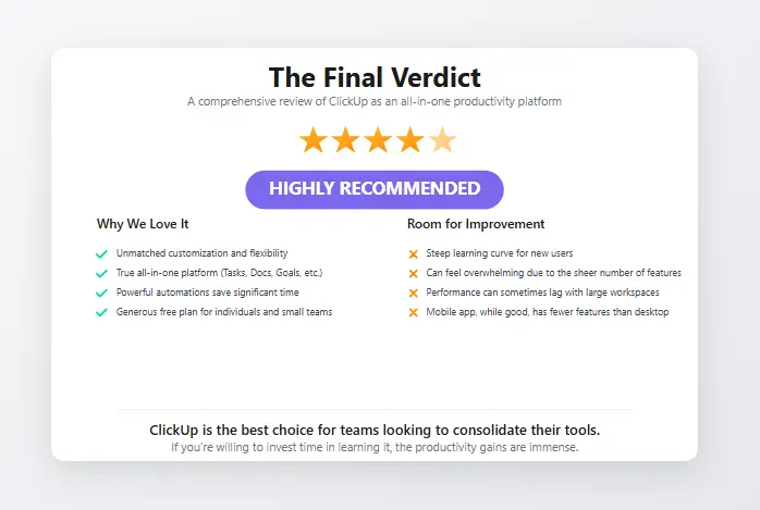 ClickUp Final Review Verdict