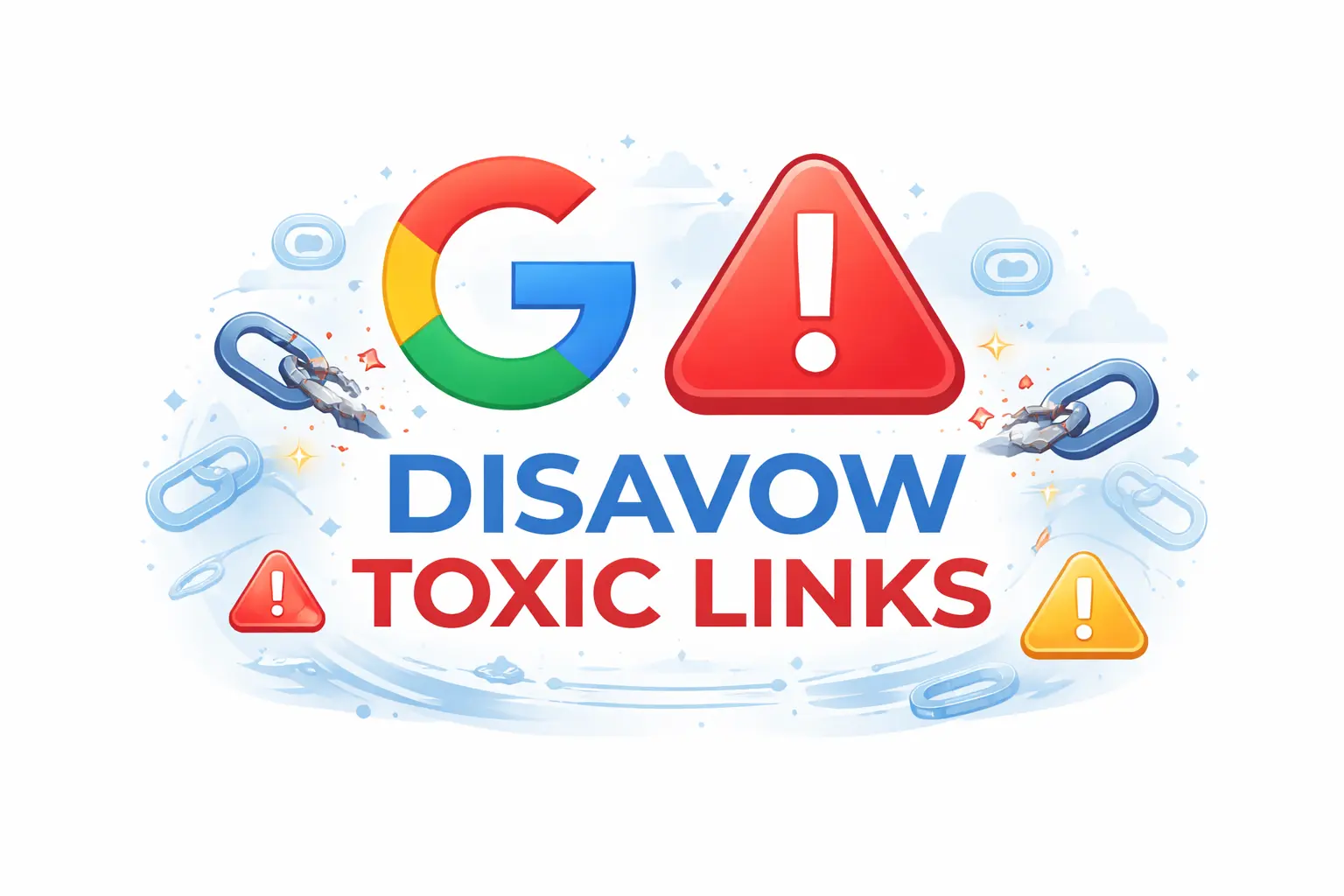 Warning symbol for using the Google disavow tool to remove toxic links