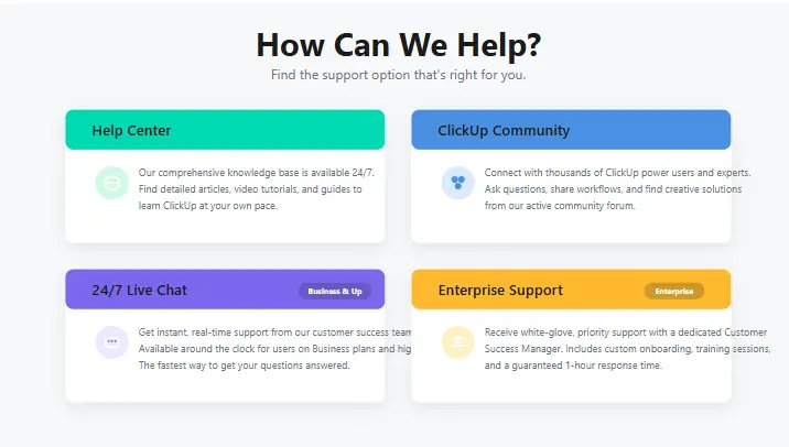 ClickUp Customer Support Options