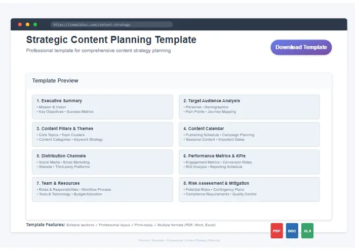 Screenshot of the strategic content planning template available for download
