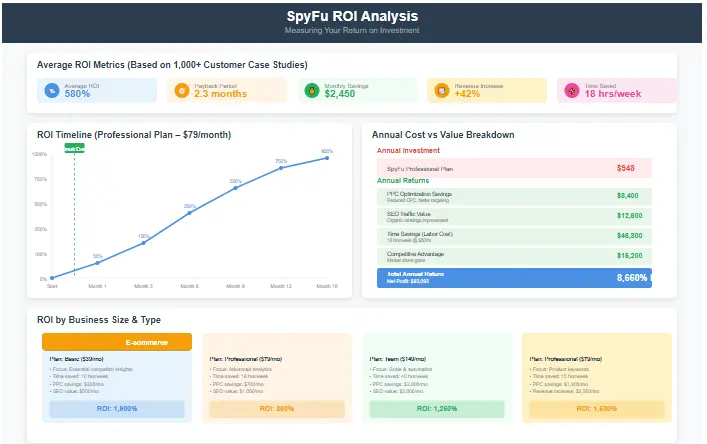 ROI analysis chart showing potential returns from SpyFu investment