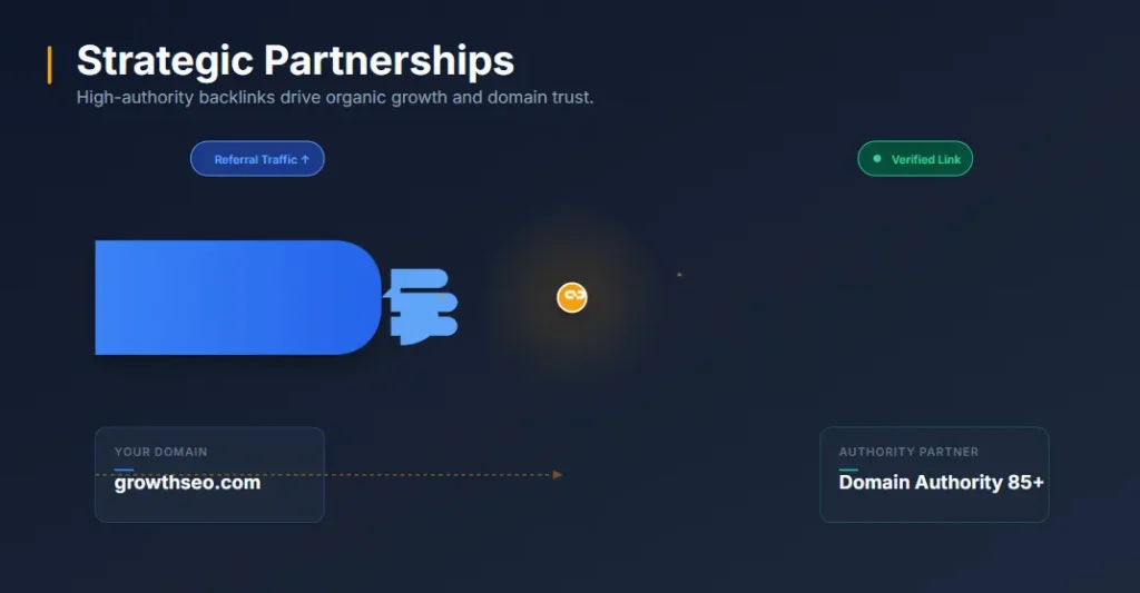 Business handshake representing quality backlinks and partnerships