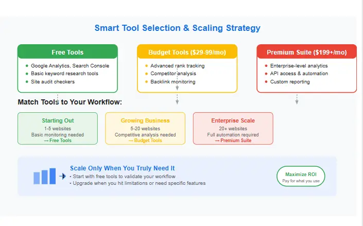 Free SEO tools workflow steps: SEO audit, title and meta optimization, and content outline generation