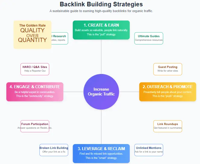 Backlink building strategies for how to increase organic traffic