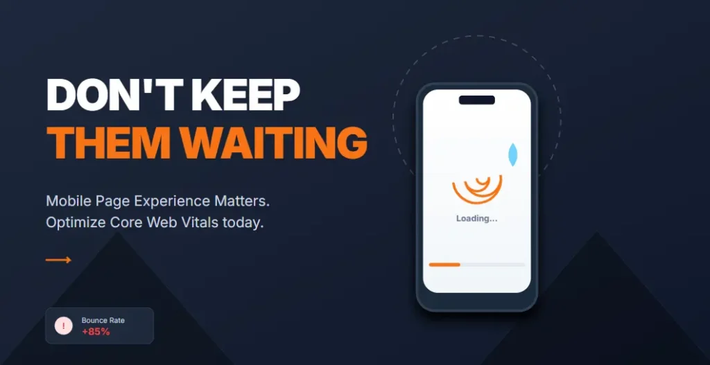 Mobile user waiting for website load highlighting the importance of mobile page experience SEO
