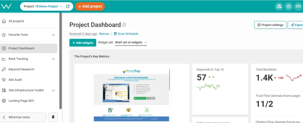 WebCEO review dashboard SEO analytics tool