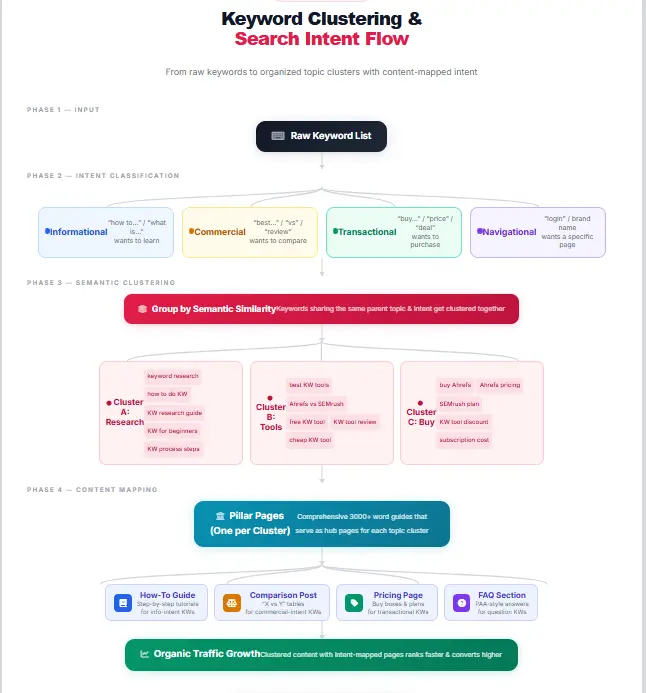 Keyword clustering SEO example