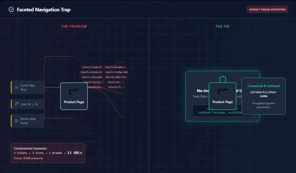 Faceted navigation trap for Crawl Budget Optimization Guide for Large Websites
