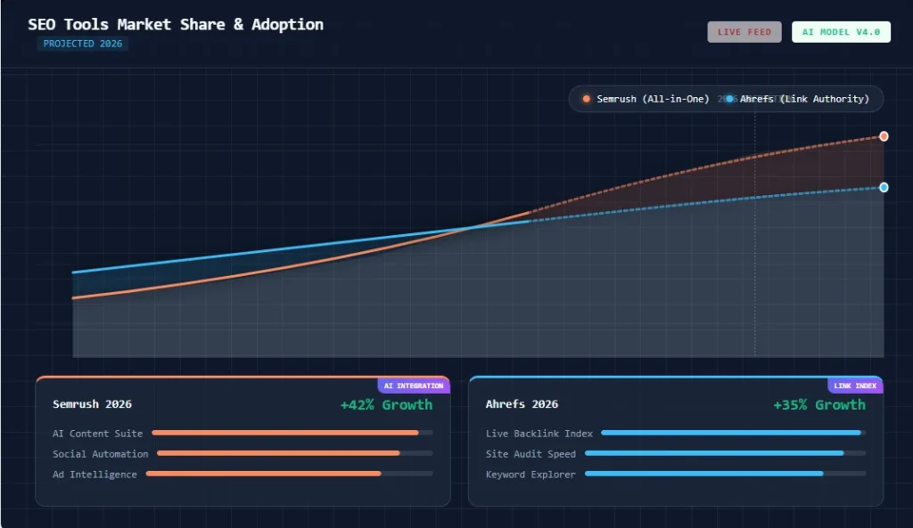 Semrush vs Ahrefs comparison chart data