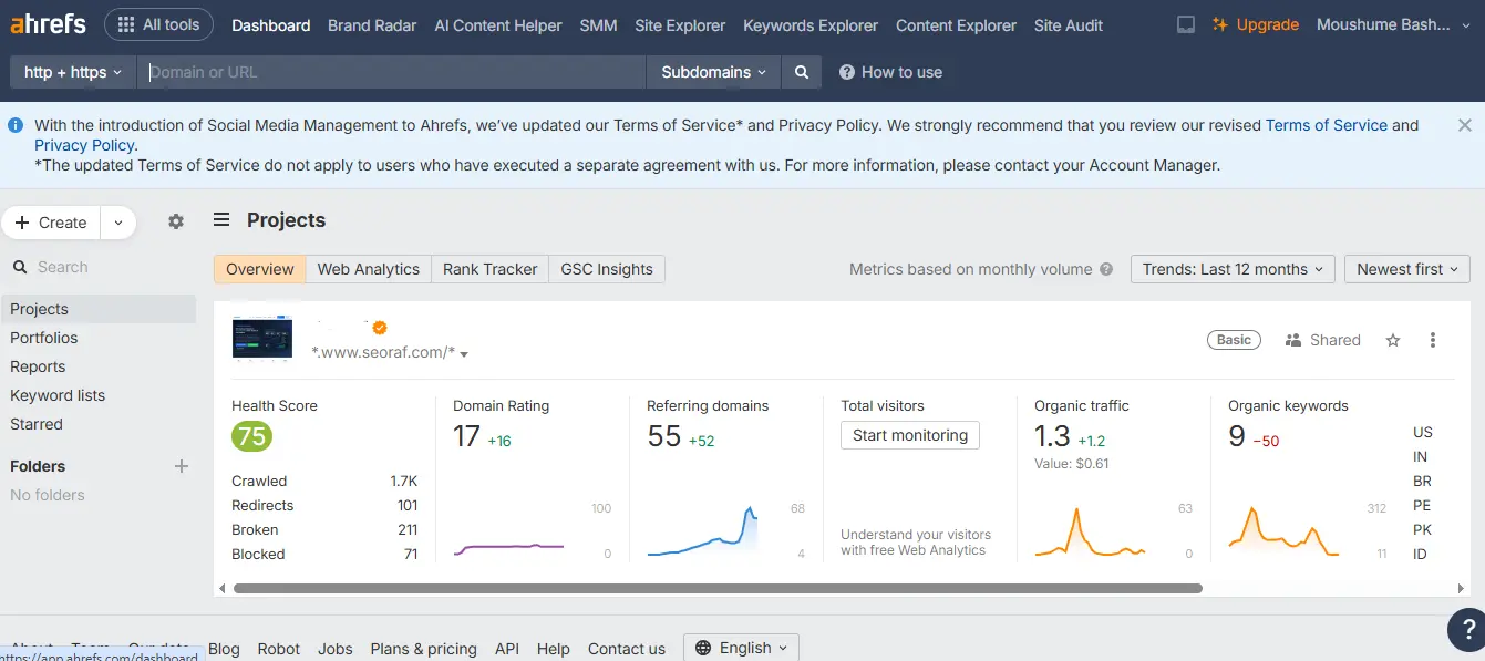 Ahrefs review 2026 β full dashboard overview showing Site Explorer, Keywords Explorer, and Rank Tracker